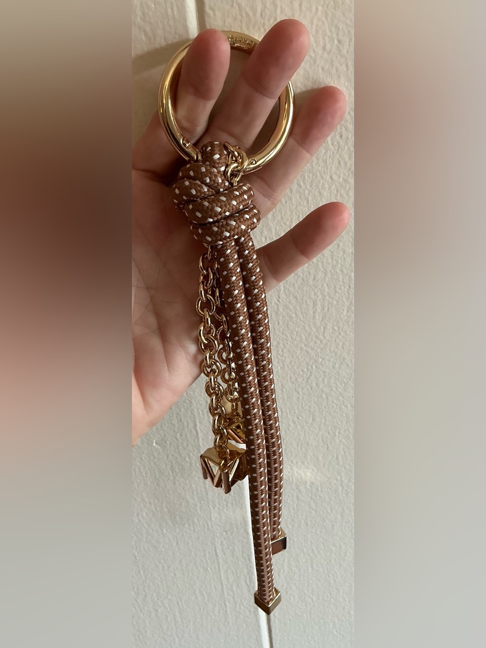 NWOT Michael Kors Speckled Cord/Chain MK Logo Bag Charm Purse Accessory Keyring